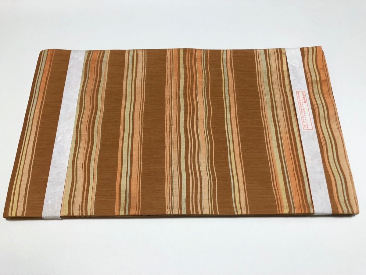 京都 老舗呉服店にて購入!逸品 新品御仕立品 最高級 西陣織 横縞文様 六通柄袋帯【堀井帯加工】166番拍卖