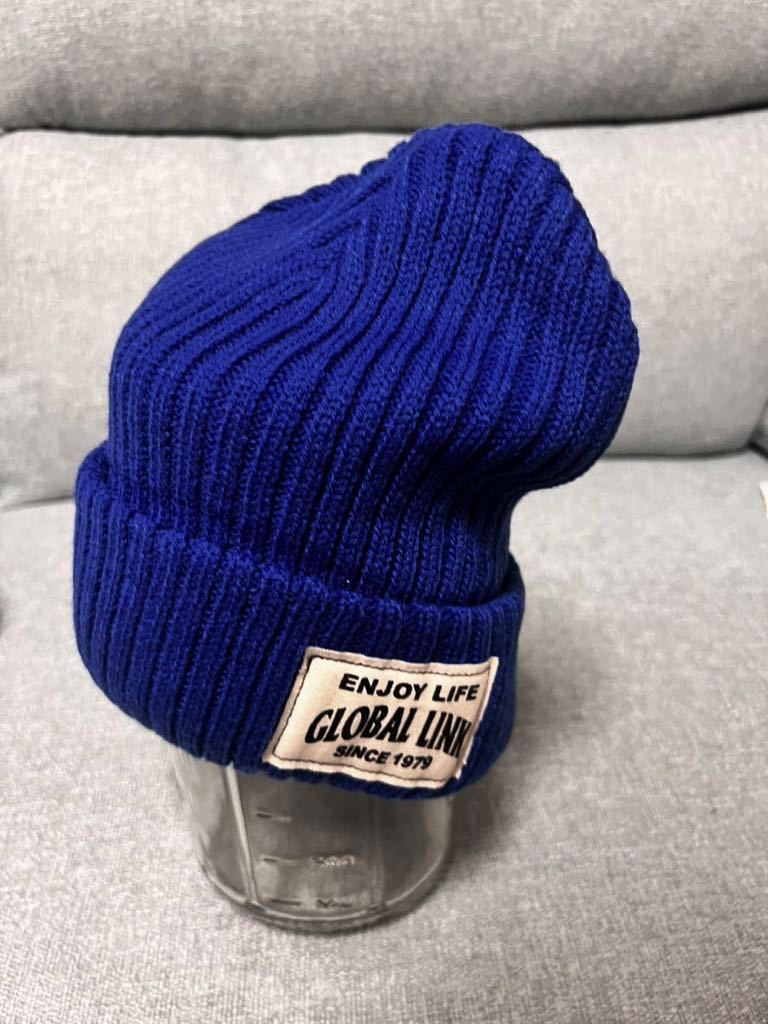 未使用品! ニット帽 ニットキャップ ワッチキャップ ビーニー ブルー 青拍卖