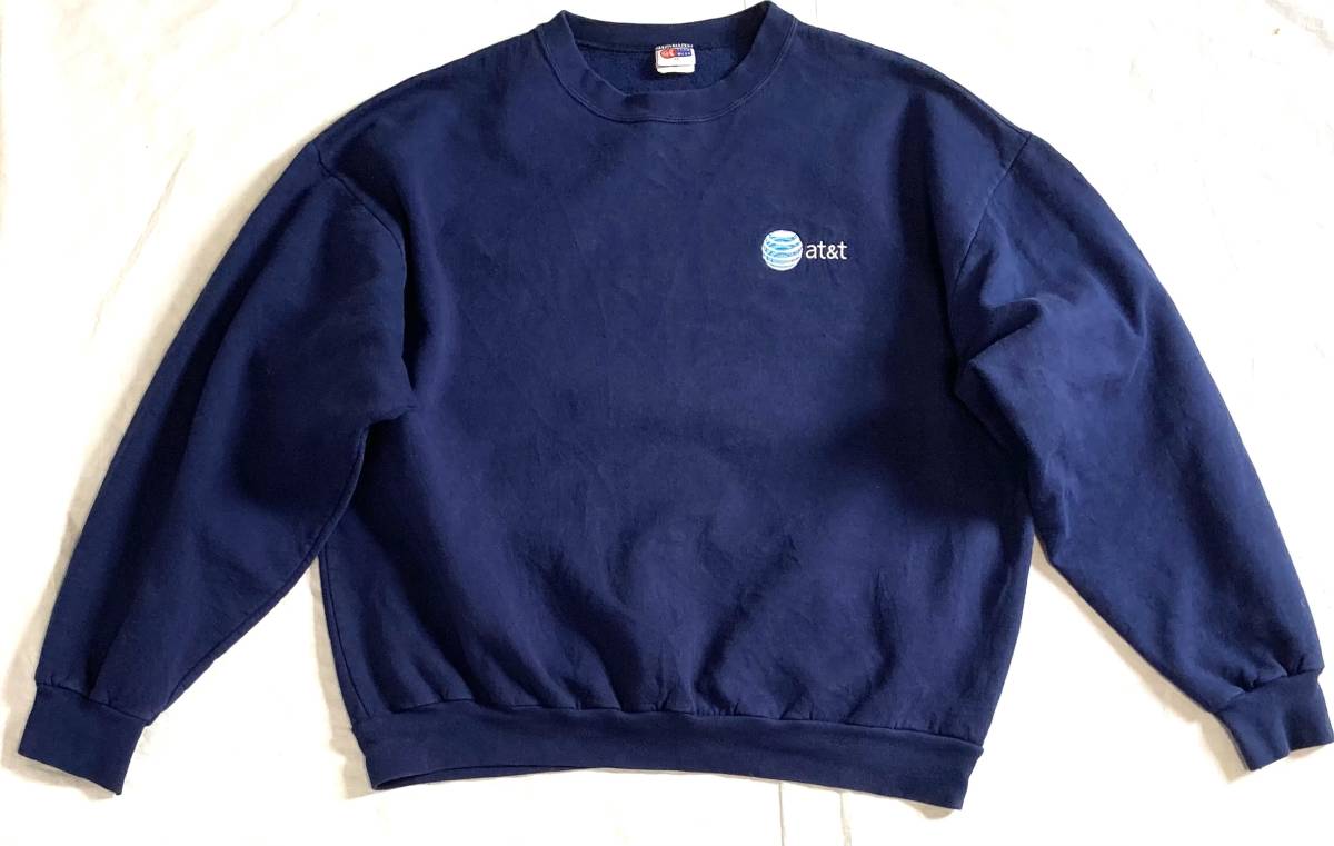 90s USA製 AT&T 企業 スウェット XL 紺 トレーナー 裏起毛拍卖