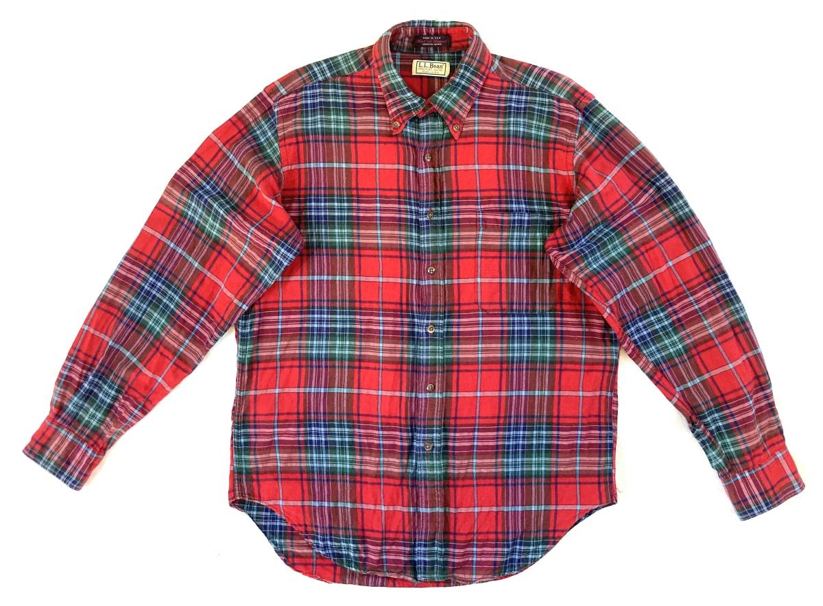 80s USA製 L.L.Bean BD シャツ チェック M LLビーン ボタンダウン拍卖