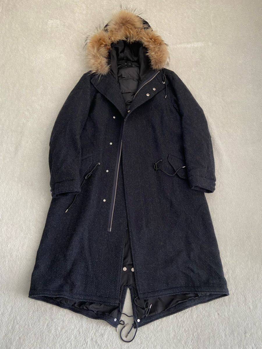 UNITED TOKYO size2 日本製 ツイードモッズコート ブラック グレー ユナイテッド トーキョー トウキョウ拍卖