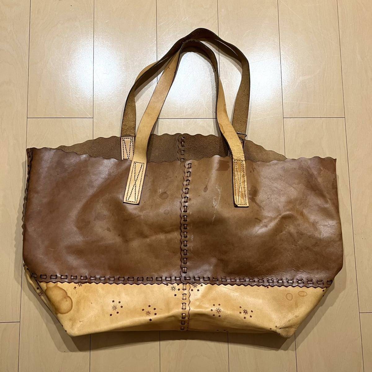 激レア裏原ビンテージ! WASTE(TWICE) 切りっぱなし本革 編み込み大型トートバッグ 格安!拍卖