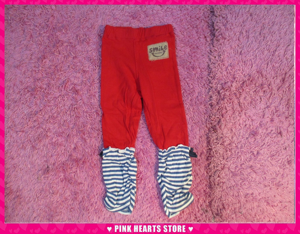 新品キッズ◇値下げ!!SMILE PRESENT(スマイルプレゼント)すそくしゅくしゅレギンス ボーダー 95cm 34-481拍卖