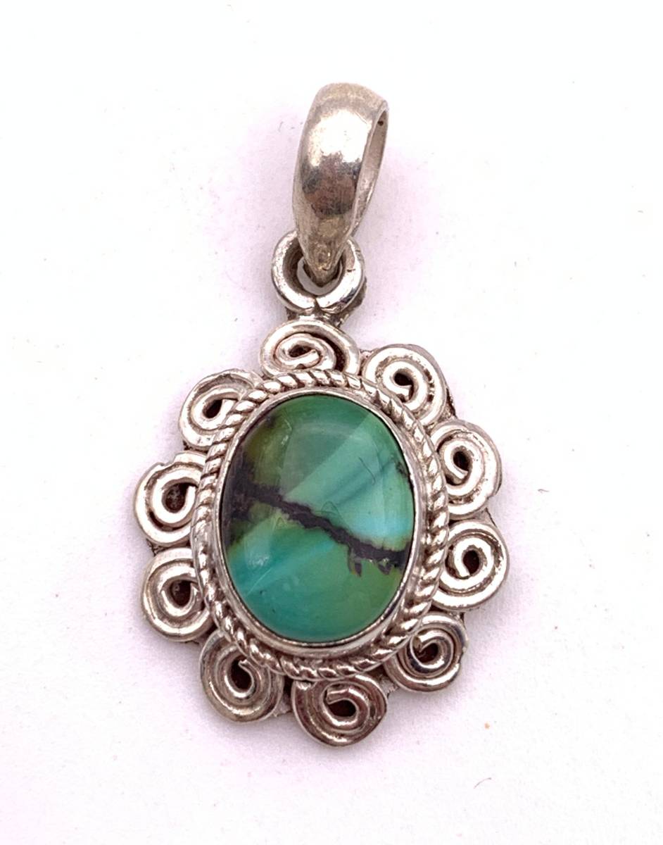 天然石ターコイズsilver925トップ/HANDMADE-TQR1拍卖