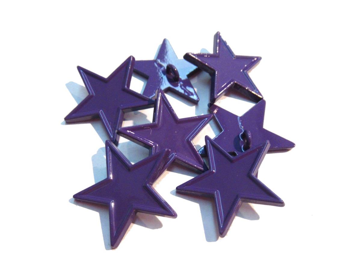 手芸 和洋裁用釦 ボタン ブレザー ジャケット スーツ用 メタル金属キャストボタン 星型 パープル 現品釦 21mm 7個入り c632p-ma拍卖