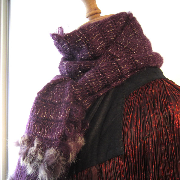 美品 フワフワな手触りのストール パープル拍卖