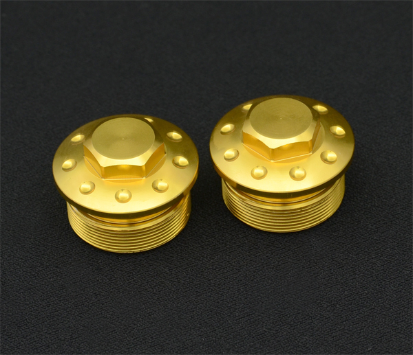 SR400 SR500 AL削出 エアサス用インナーチューブキャップ Gold拍卖