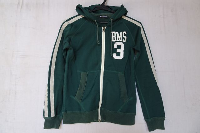 BEAMS BOY/ビームスボーイ/長袖パーカ/スウェット素材/前ジップアップ/ラインテープ/スポーティー/深緑/ダークグリーン/ONEサイズ(10/18R5)拍卖