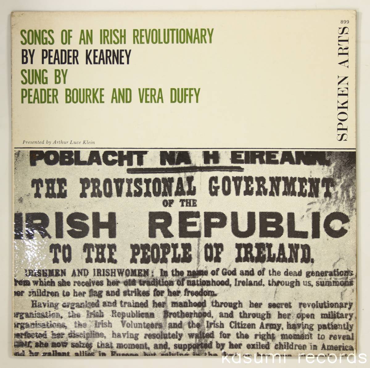 【US盤LP】Peader Bourke/Songs Of An Irish Revolutionary(並良品,Peader Kearney作曲集,アイルランド独立戦争,SPOKEN ARTS)拍卖