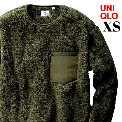 XS 新品【UNIQLO x Engineered Garments フリースプルオーバー(長袖)Olive ユニクロ x エンジニアドガーメンツ フリースプルオーバー】拍卖
