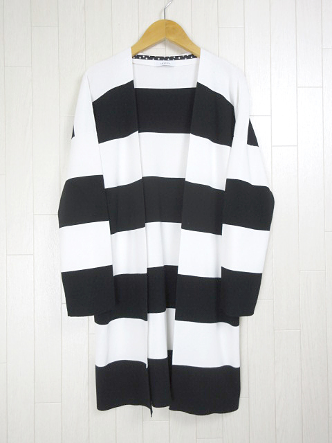 イブルース iBLUES カーディガン ニット ロング 前開き ボーダー ホワイト ブラック size J/S レディース拍卖