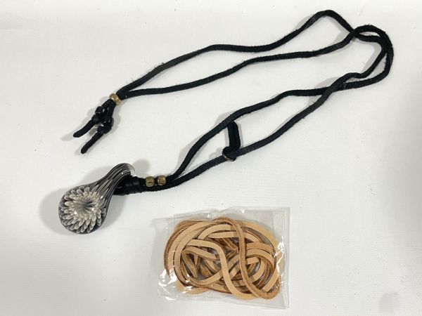 10-15 ドラゴンパイプ ガラスネックレス フラワー ガラス細工 付け替えの紐付き 未使用拍卖