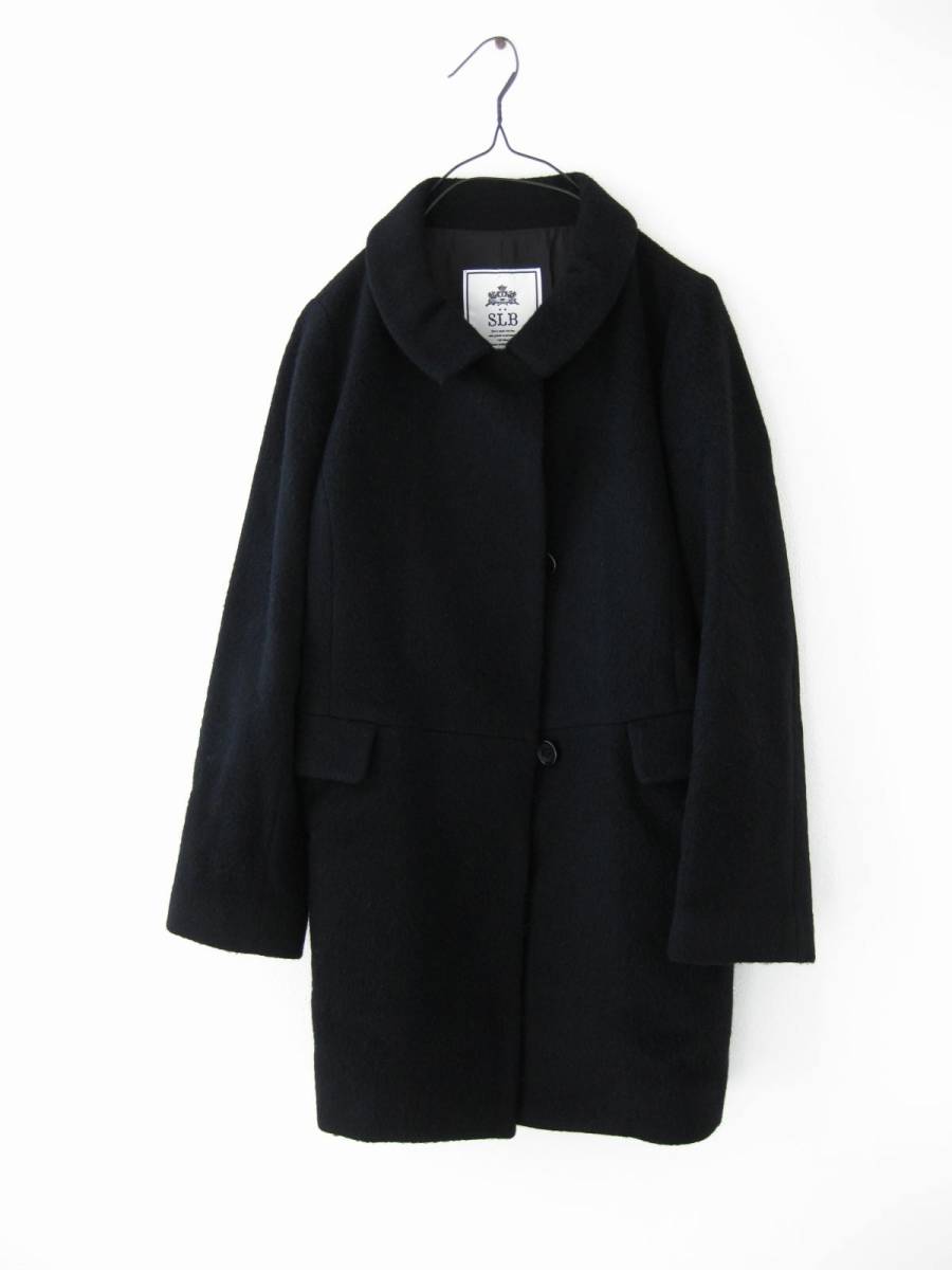 即決☆イエナIENA☆ウールコート☆黒☆F☆アルパカ混☆ミドル丈☆ステンカラーコート☆SLOBE☆拍卖