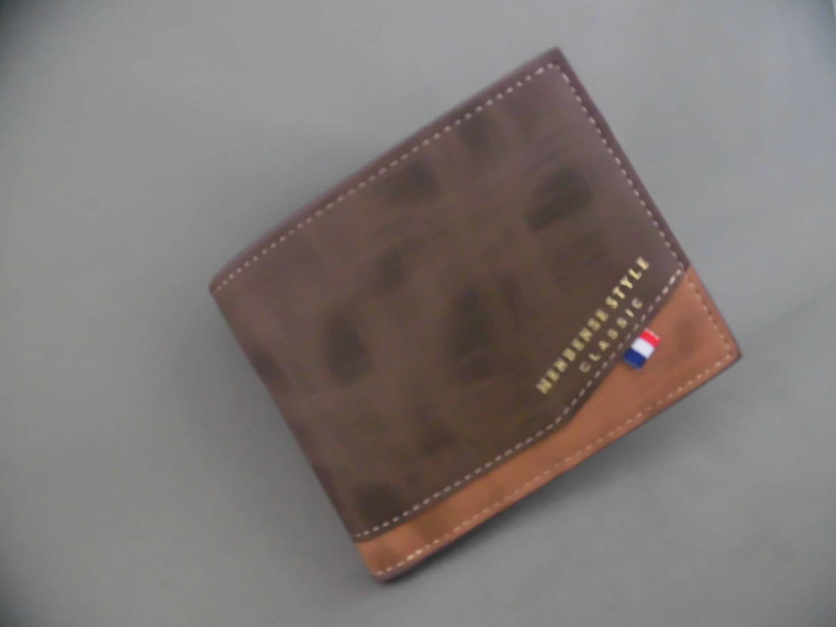 ★ヨーロピアンスタイルのおしゃれな二つ折り財布★ブラウン拍卖