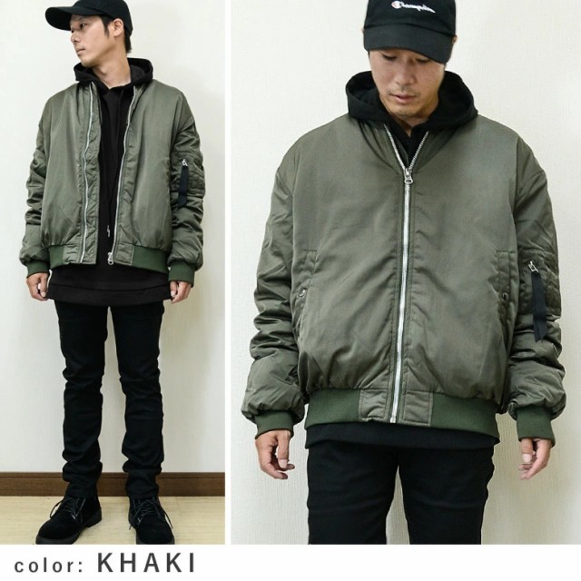ビッグシルエット 中綿MA-1ジャケット 60493 60463 人気のMA-1をビッグサイズで羽織る 新品カーキM拍卖