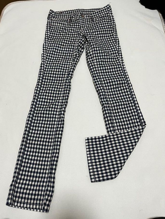 美品!ベティスミス Betty Smith ストレッチパンツ ロング ギンガムチェック ブラウン 白 ホワイト Sサイズ拍卖