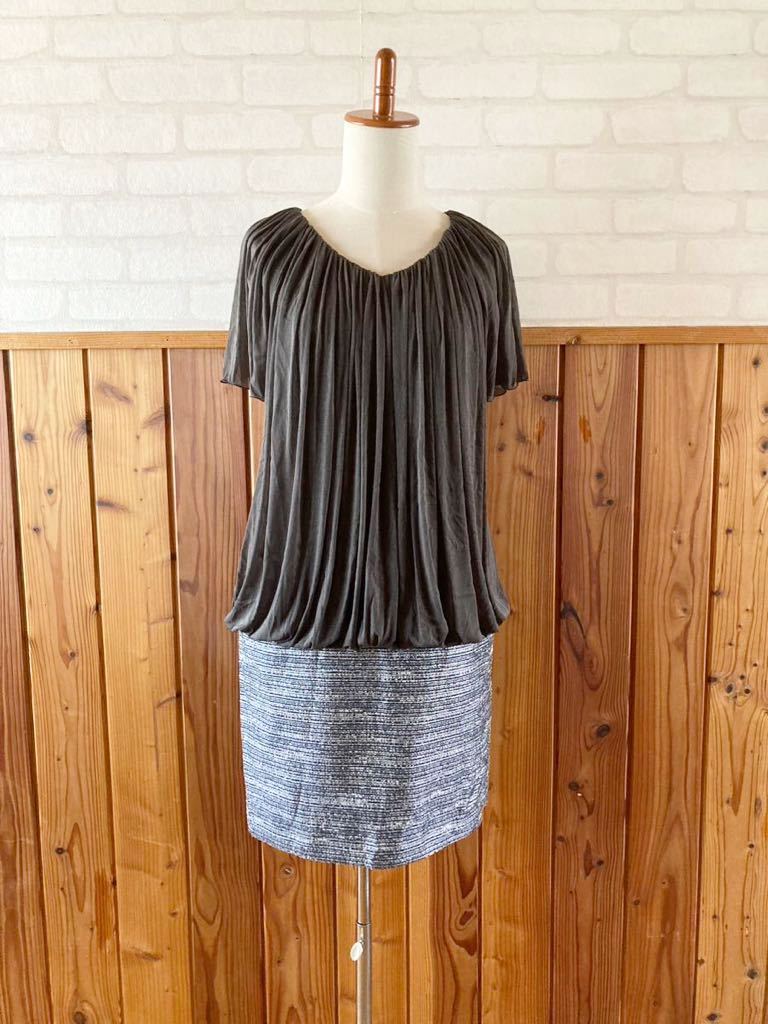 UNITED ARROWS レディース ワンピース 38 Mサイズ ユナイテッドアローズ 上品 切り替え シフォン 半袖 フォーマル パーティドレス 日本製 S拍卖