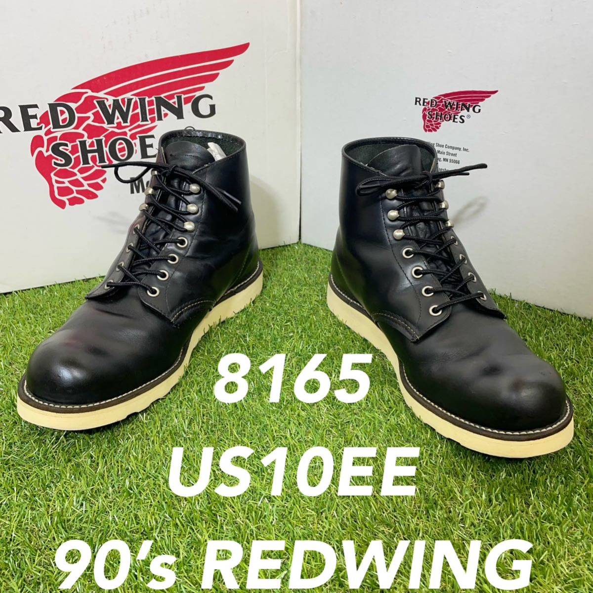 【安心品質0156】廃盤箱付レッドウイン送料無料US10EE 旧タグ28-29RED WING ブラック プレーントゥ拍卖