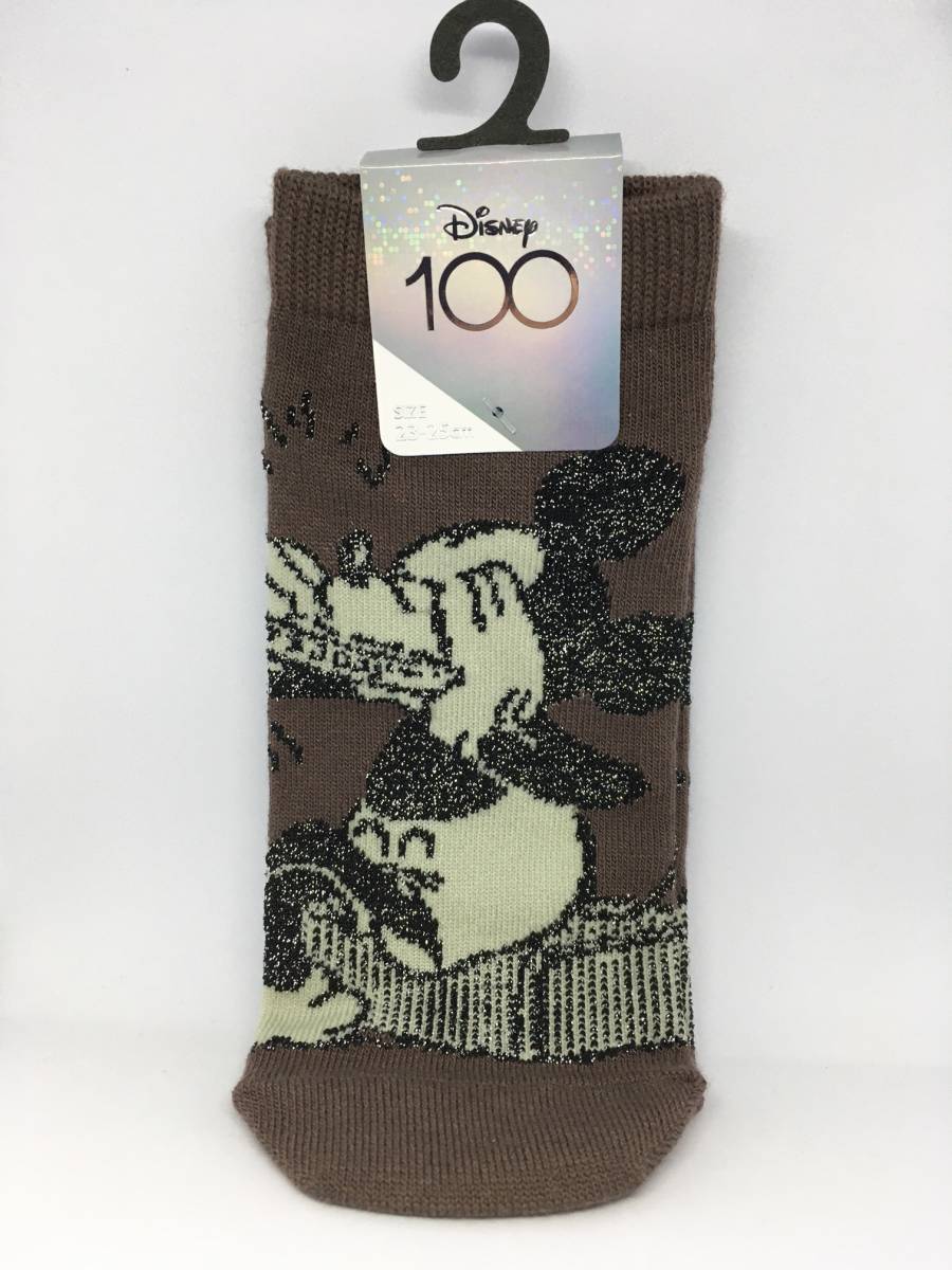 Disney/ディズニー 100YEARS ソックス☆彡 ミッキー ハーモニカ☆ ブラウン 23~25cm 靴下 新品 MICKEY MOUSE拍卖