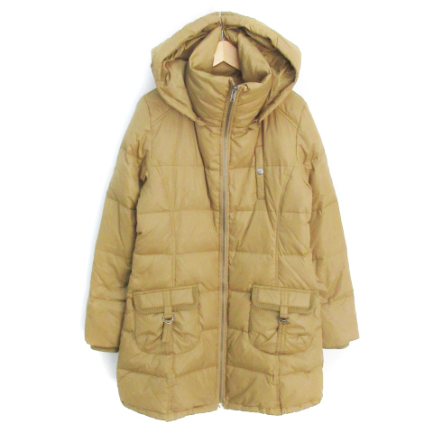 イーストボーイ EAST BOY ダウンコート フード付き ロング丈 スタンドカラー ジップアップ 11 ベージュ /FF1 レディース拍卖