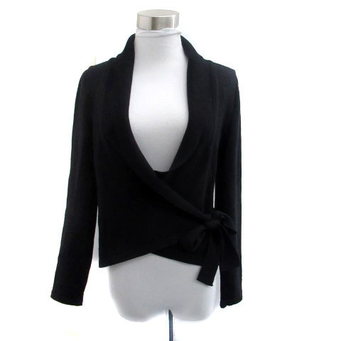 アンタイトル UNTITLED ニット カットソー カシュクール 長袖 ウール 2 黒 ブラック /HO18 レディース拍卖