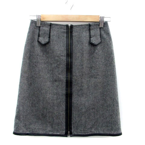 ビアッジョブルー Viaggio Blu フレアスカート ひざ丈 ジップアップ ウール混 1 チャコールグレー /HO43 レディース拍卖