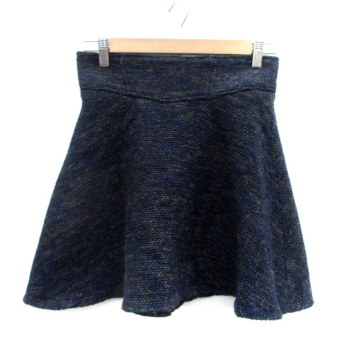 オゾック OZOC フレアスカート ミニ丈 38 紺 ネイビー 黒 ブラック /HO49 レディース拍卖