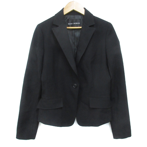 ボナジョルナータ BUONA GIORNATA テーラードジャケット ミドル丈 総裏地 シングルボタン L 黒 ブラック /FF42 レディース拍卖