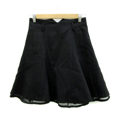 ジルスチュアート JILL STUART フレアスカート ひざ丈 ウール混 2 ブラック 黒 /MS34 レディース拍卖