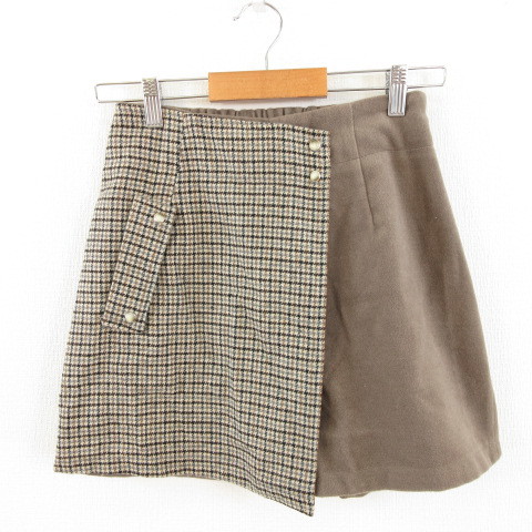 フーズフーチコ who's who Chico キュロット ショートパンツ チェック 茶 *A823 レディース拍卖