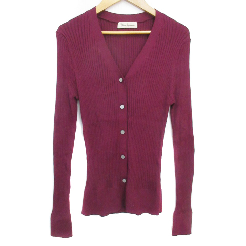 クリアインプレッション CLEAR IMPRESSION ニットカーディガン リブ ミドル丈 無地 2 ボルドー 赤 /FF43 レディース拍卖
