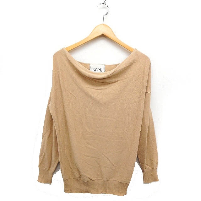 ロペ ROPE ドレープネック ニット セーター 長袖 無地 ウール混 M ベージュ /FT35 レディース拍卖
