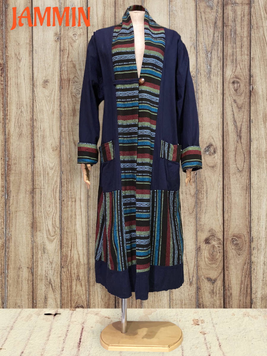 織り生地付きロングジャケット★アジアン★エスニック★男女兼用拍卖