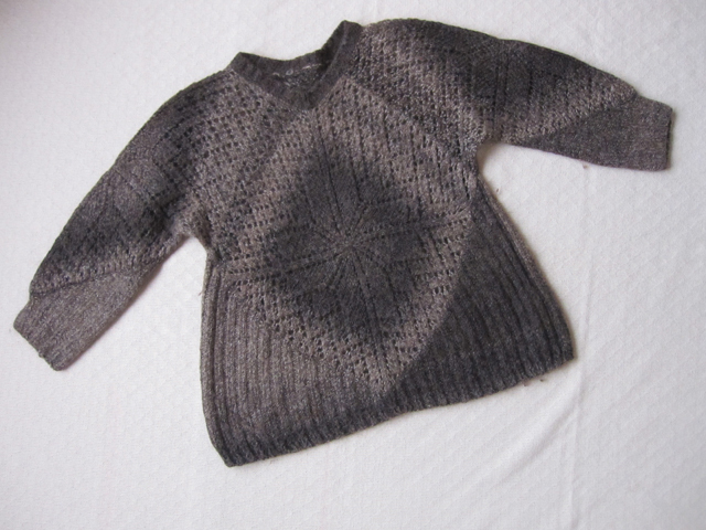 こげ茶×ベージュ ニットセーター 手編み ハンドメイド 拍卖