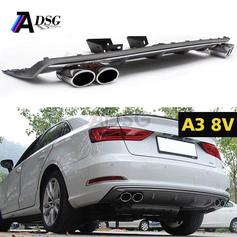 A3 8V 8VA セダン S3ルック ディフューザーキット エアロ マフラー マフラーカッター リアハーフ拍卖