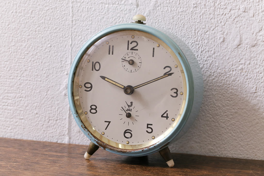 R-041548 ジャンク品 アンティーク雑貨 フランスヴィンテージ JAZ社 レトロな風合いが魅力の目覚まし時計(置時計、枕時計)(R-041548)拍卖