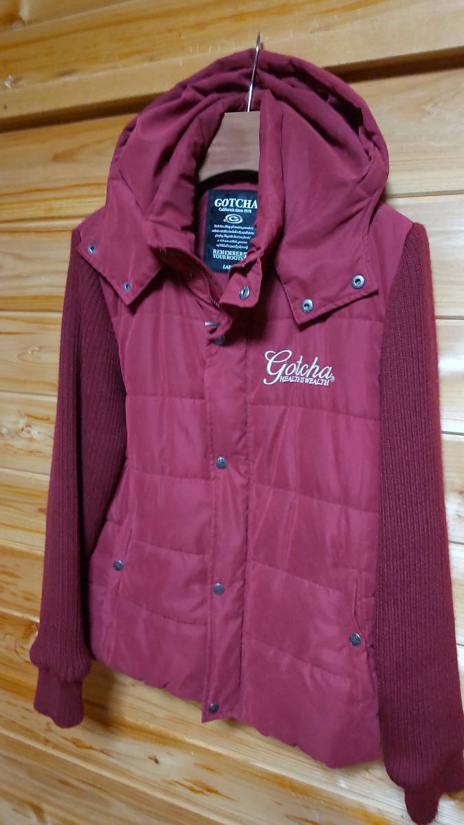 GOTCHA ガッチャ メンズ 中綿ニットダウンジャケット Lサイズ ワイン色 ゴルフ 人気ブランド 送料無料拍卖
