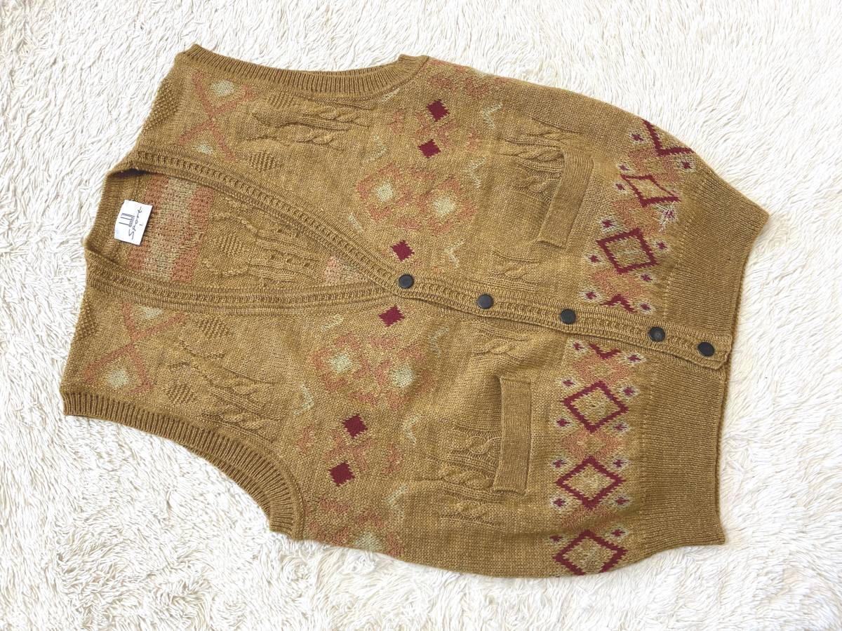 メンズLサイズ: DUNHILL SPORT ダンヒル◆ウール混ニットベスト:黄土色拍卖