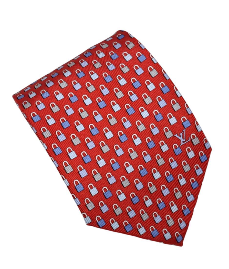 新品同様 ルイヴィトン ネクタイ クラヴァット ファインド ザ キー 8CM 鍵モチーフ レッド 赤 M7356 【中古】拍卖