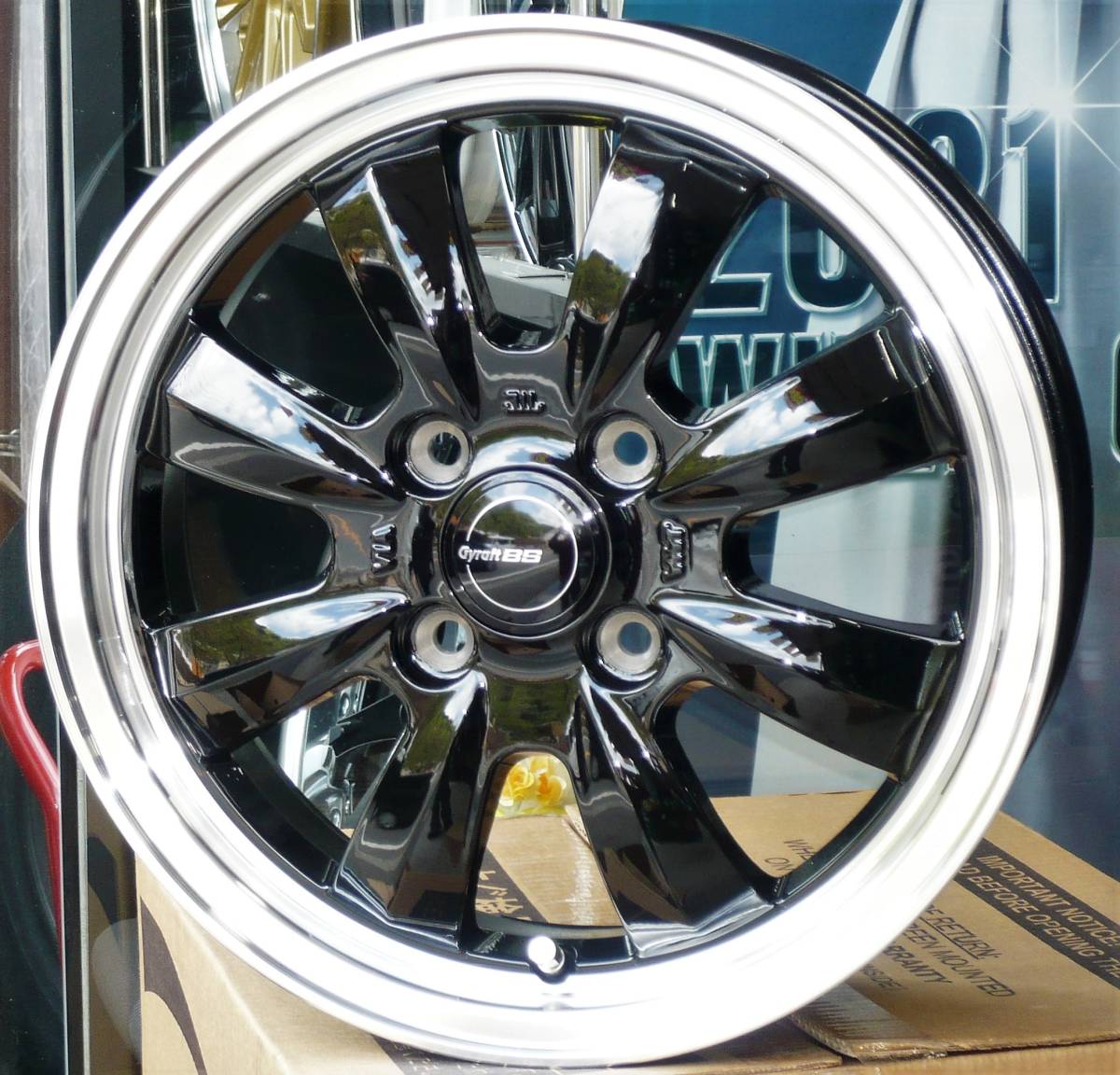税込! お買得アルミホイール 「GYRAFT-8S」BK 14x4.5J+45 4H100 新品1台分拍卖