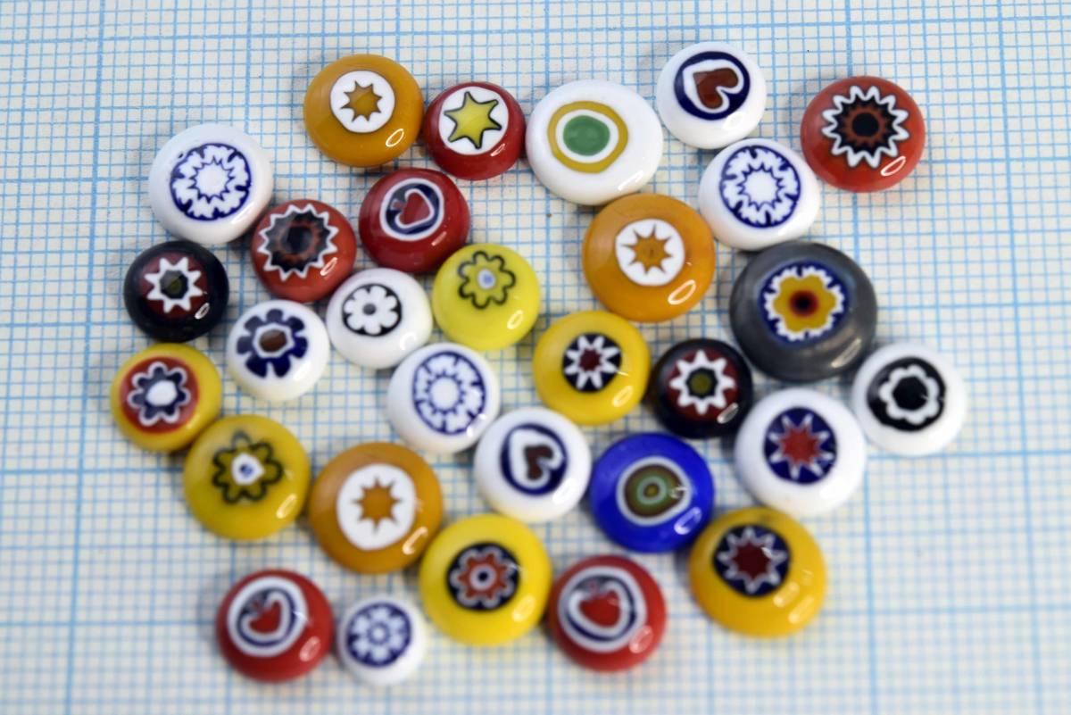 【ガラス ビーズ ミルフィオリ flat beads】厳選 *加工済 x-463拍卖