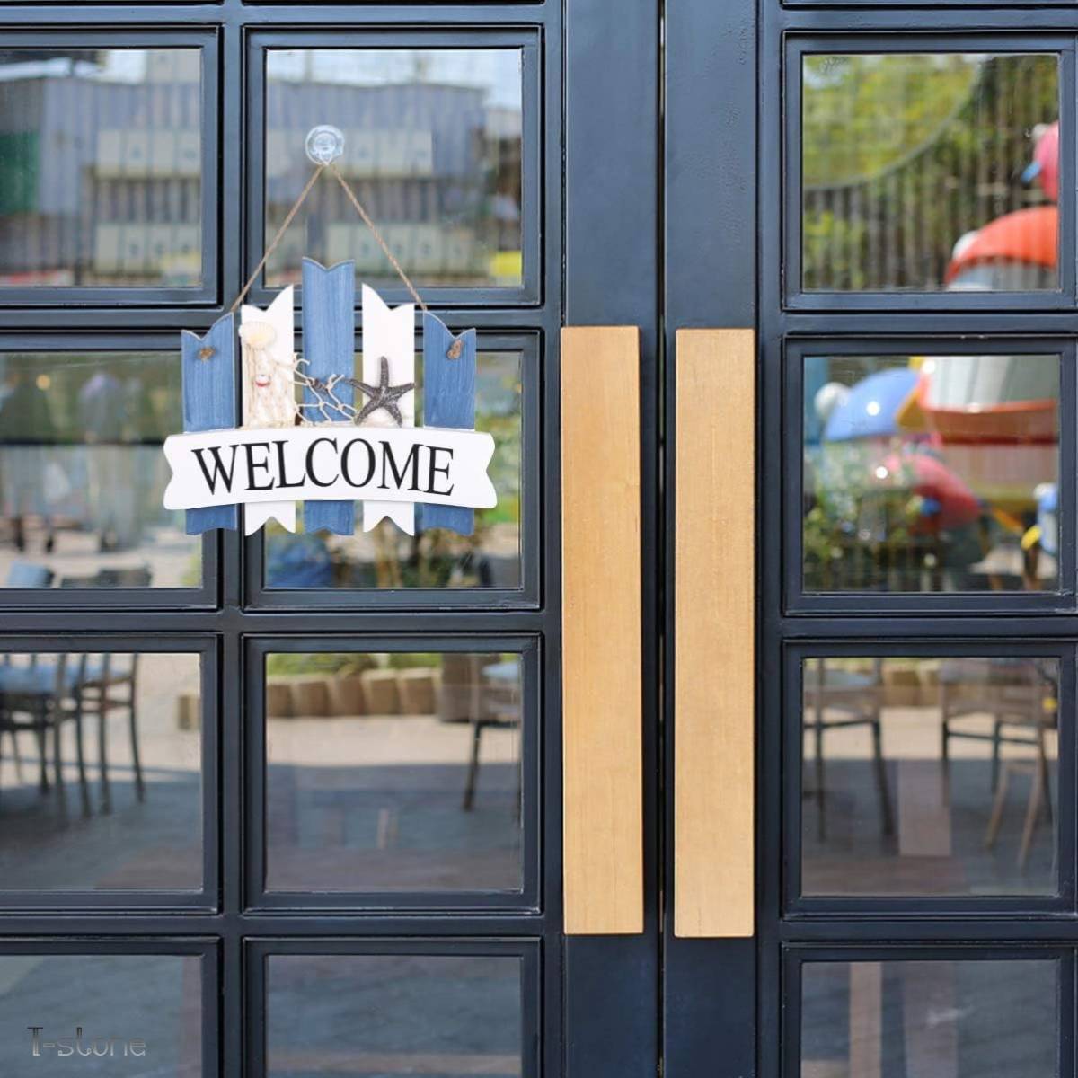 木製プレートサイン 爽やかビーチスタイル 海の生き物 お洒落インテリア 案内表示板 室内装飾 店舗装飾 視認性抜群 ストライプ 雰囲気作り拍卖