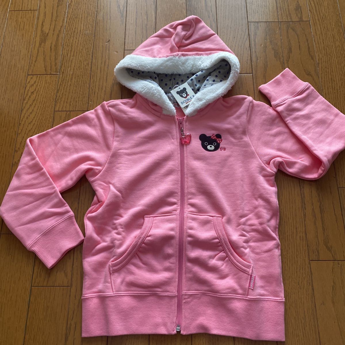 SALE 即決 新品 ミキハウス ジップアップフード付きジャージ 130ピンク ダブルB拍卖
