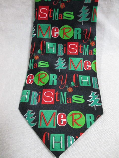 即決★X'mas クリスマスツリー ロゴ クリスマス 柄 ネクタイ/未使用拍卖