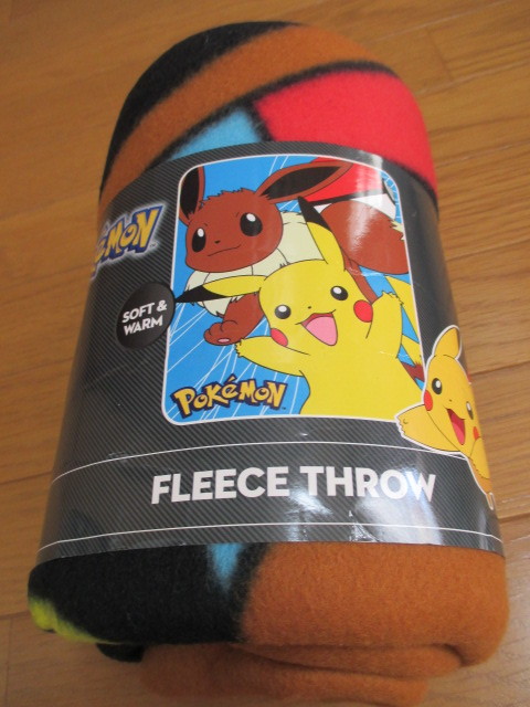 即決★USA版 ポケットモンスター ポケモン ピカチュウ イーブイ キャラクター フリース ブランケット/未使用拍卖