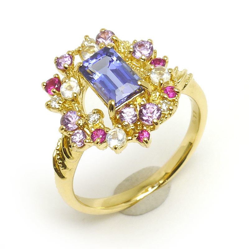 タンザナイトリング #8 約8号 K18YG マルチカラーストーン拍卖