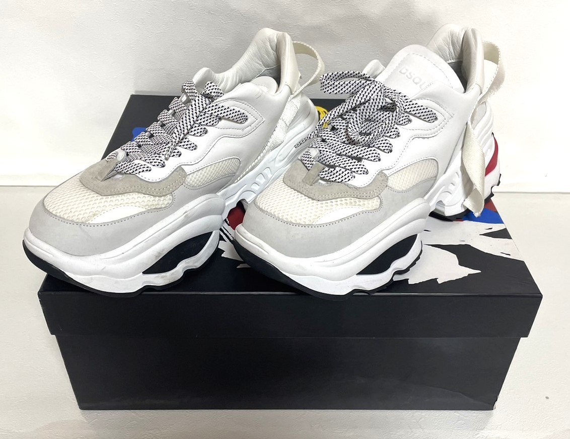 【Y345】 DSQUARED2/ディースクエアード2/スニーカー/43/SNM0088/ソール部分ロゴ付厚底ダッドスニーカー/ホワイト/拍卖