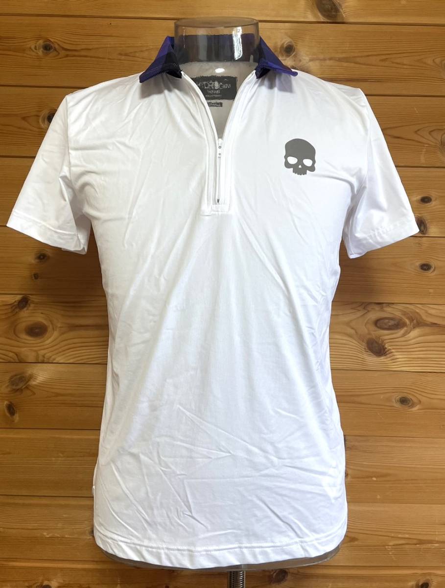 【Y344】ハイドロゲン/HYDROGEN/ポロシャツ/スカル/ホワイト/半袖/サイズS/シンプル/ネコポス/拍卖