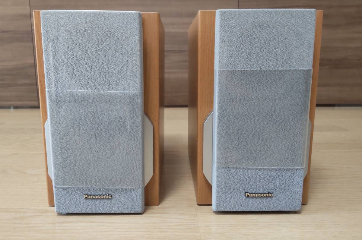 レアもの!パナソニック SB-PM37 スピーカーシステム ペアセット☆小型 木目調&シルバー☆ほぼ未使用(ビニールカバー付き)拍卖