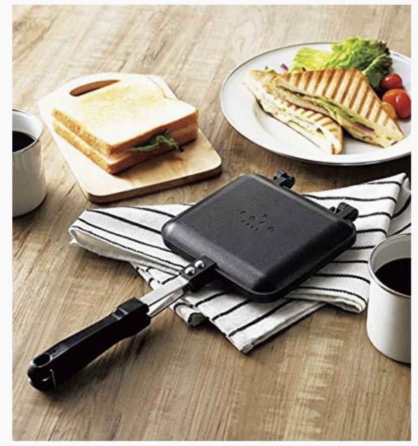 ココカフェ アルミニウムホットサンドメーカー フッ素樹脂コーティング カギ型合わせフラット&波型組み合わせプレート CC-22 直火専用拍卖